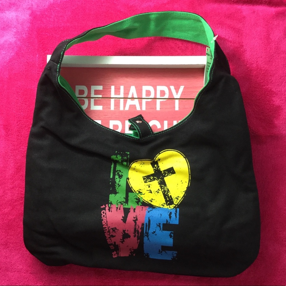 Black/Green “LOVE” Canvas/Tote